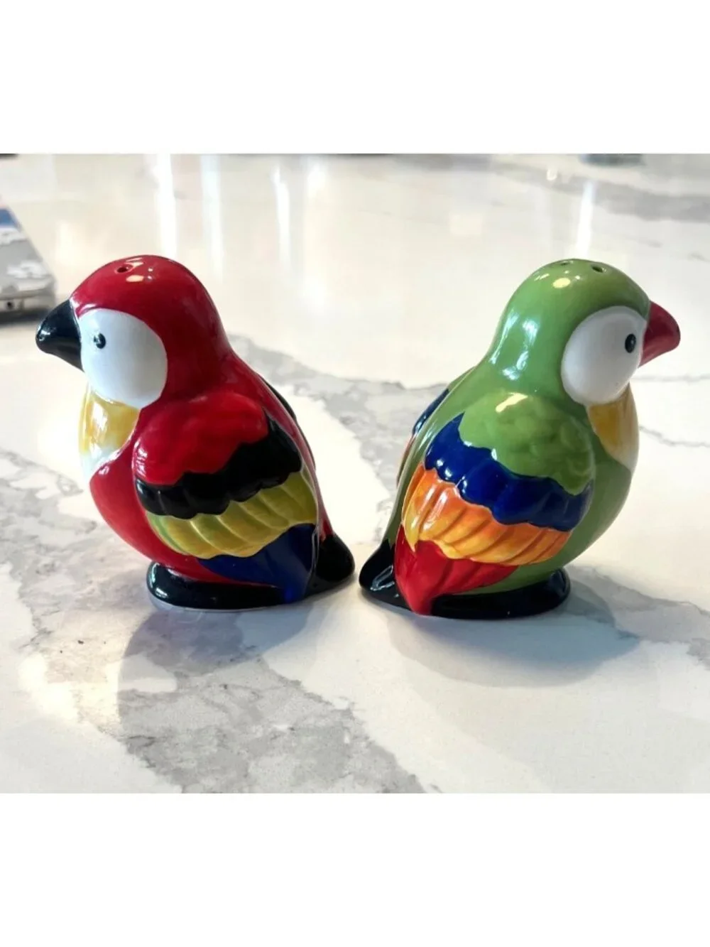 Pier 1 (retired) salt and pepper shakers, colorful parrots